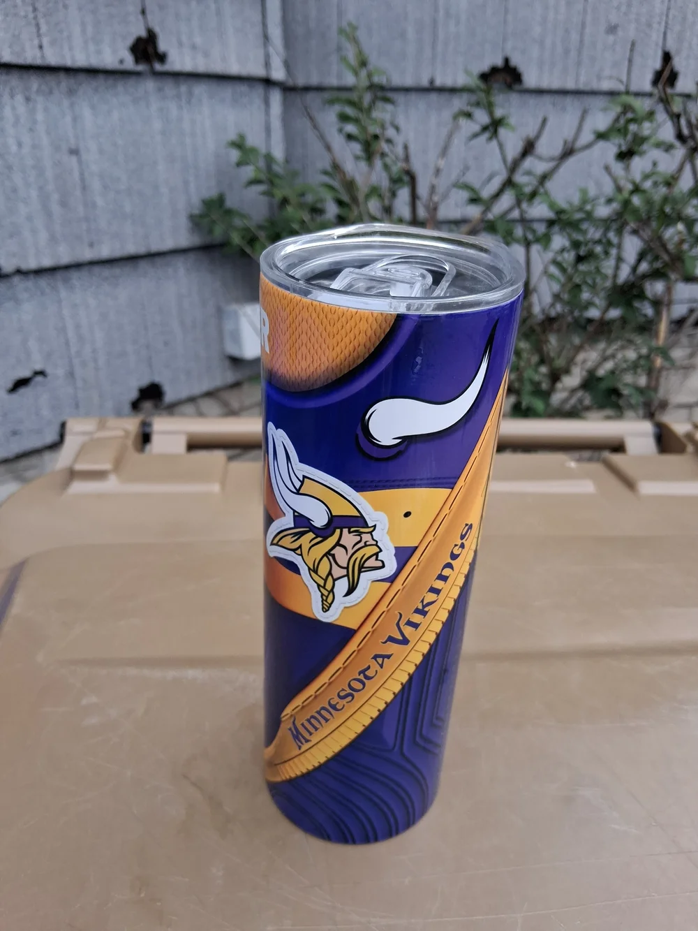 Minnesota Vikings Stainless Steel Travel Tumbler - Purple & Gold 24 Ounces